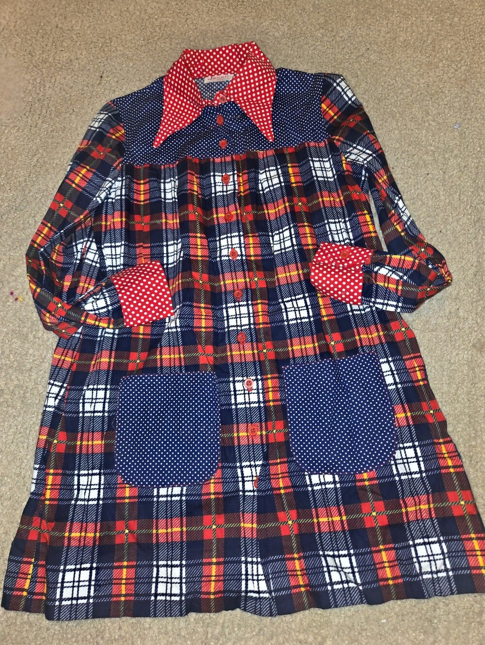 70s Vintage Jerell Of Texas Dagger Collar Shift Dress Retro